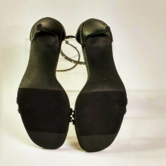 4" Enya Studded Barely There Heels Stiletto Pump Prom Black Peep Toes Size 7.5 - Picture 4 of 6